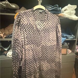 Theory Black and Gray Patterned Shirt Jacket